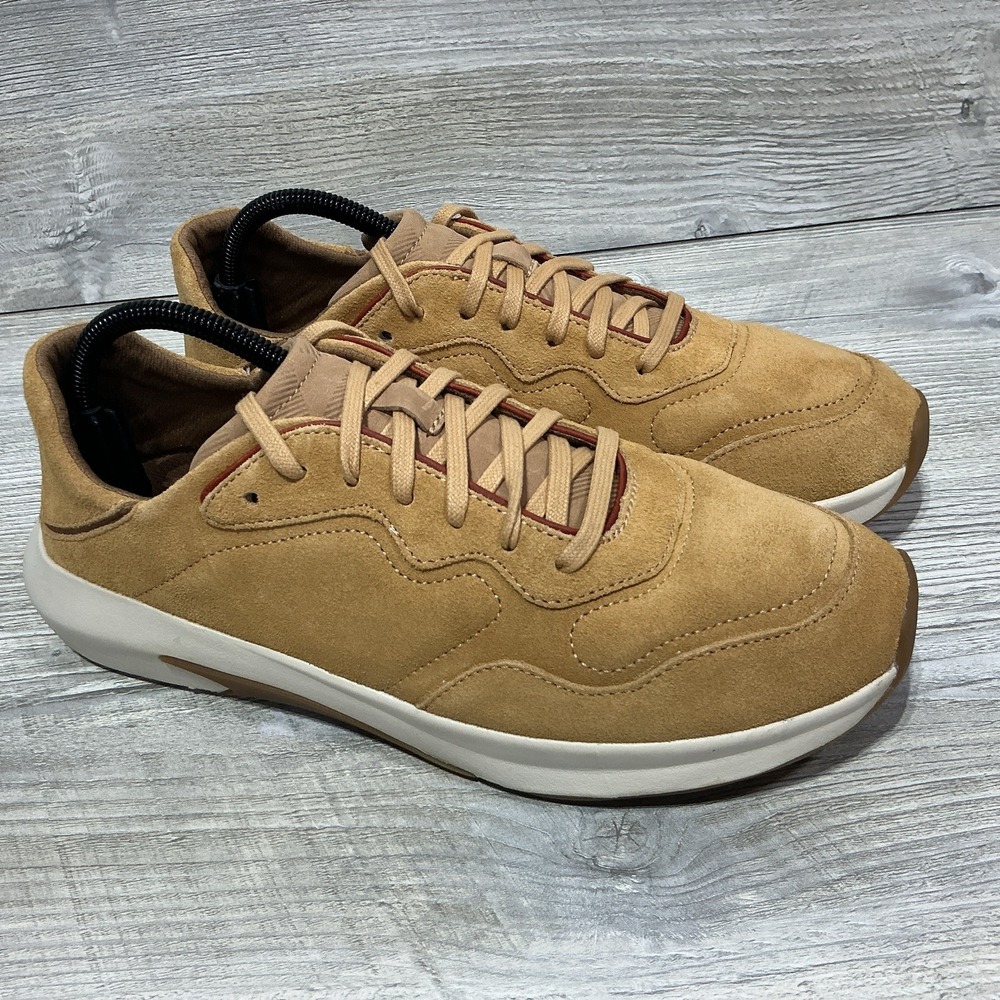 OluKai Koheo Hawaii Shoes Mens Size 9 Golden Sand Suede Lace Up Sneakers Casual